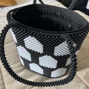 Black and White Beaded Women's Bag